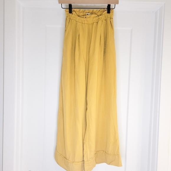 OYSHO Wemen's Wide Leg pants Elastic Waist Two Pockets XS Mustered Color - Picture 4 of 5